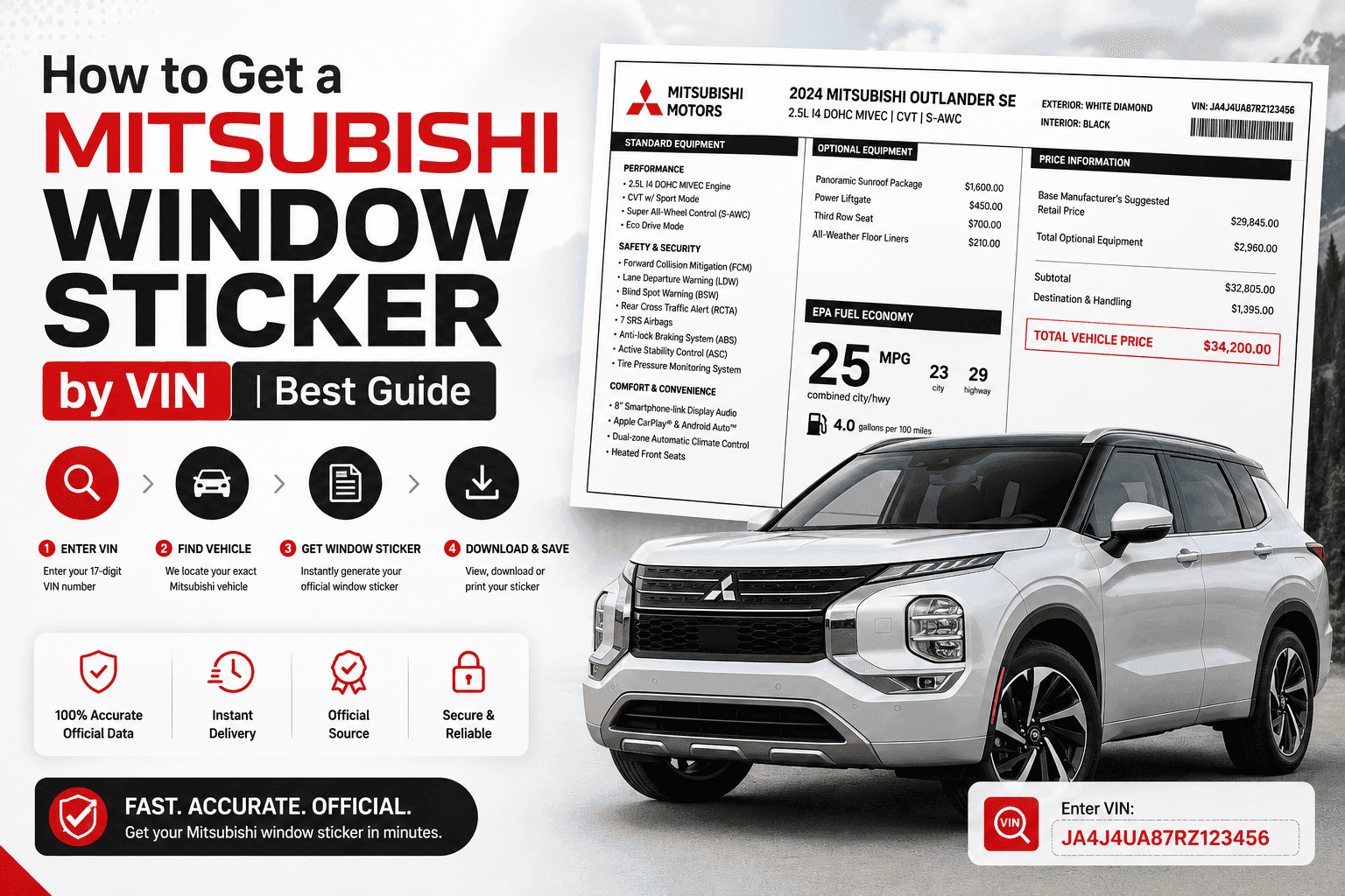 How to get a Mitsubishi Window Sticker